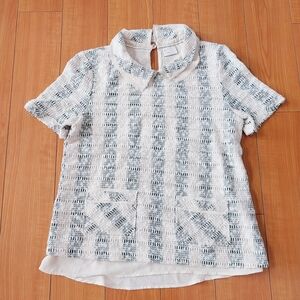 Anthropologie Textured Blouse Top (FULLY LINED) w/Pockets Sz Size LARGE